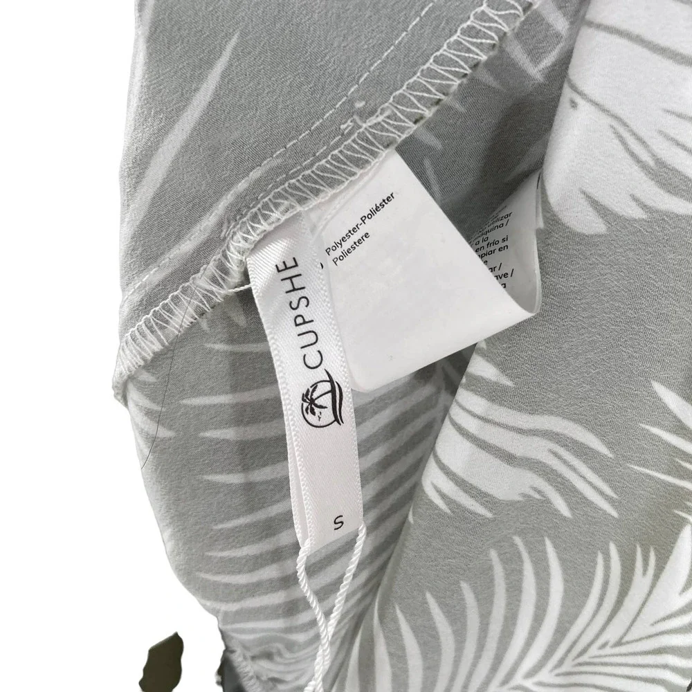 Cupshe Wrap Palm Print Ruffle Green Dress Swim Cover Up Dress - Picture 4 of 5